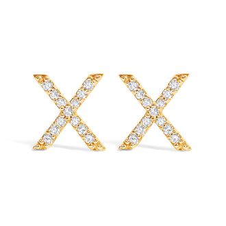 House of Brilliance 10K Gold 1/10 Cttw Diamond Initial A to Z Stud Earring