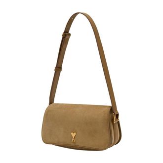 Ami Womens Shoulder Bag Beige Calfskin