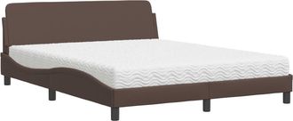 vidaXL Vidaxl - Cama Con Colch&oacute;n Cuero Sint&eacute;tico Marr&oacute;n 160x200 Cm
