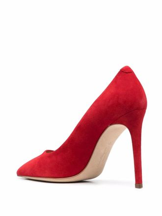 Ferragamo Pointed-Toe Suede Pump - Red