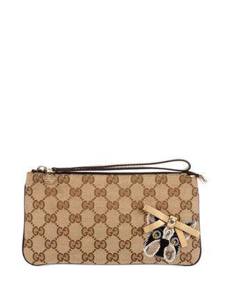 Gucci bulldog wristlet clutch bag - Neutrals