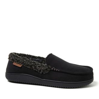 Dearfoams Alexander Microsuede Moccasin Slipper in Black at Nordstrom, Size Small M