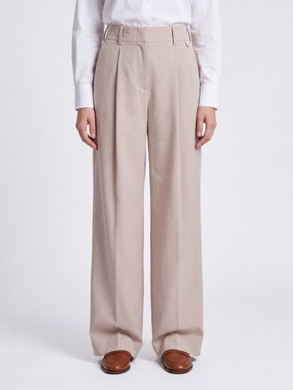 Herno High-Waisted Wide-Leg Cr&ecirc;pe Trousers with Front Pleats