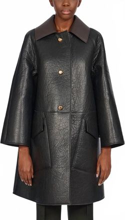 Ferragamo Textured Nappa Leather Coat In Black