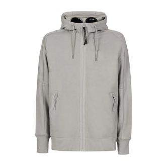 C.P. Company Zip-throughs, male, Gray, Size: 3XL Diagonal Raised Fleece Hoodie Zipped Goggle