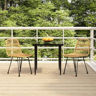 Berkfield Home 3 Piece Garden Dining Set Poly Rattan in Brown