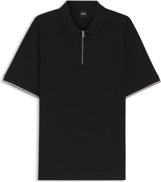 BOSS Cotton-piqu&eacute; polo shirt with zip neck