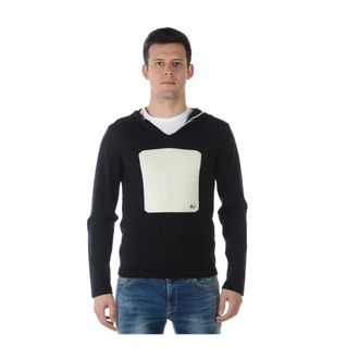 Armani Jeans Hoodies, male, Black, Size: XL Cozy Knit Sweater