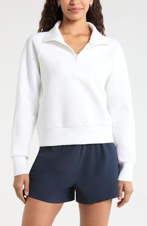 Zella Sporty Half Zip Sweatshirt in White at Nordstrom, Size Xx-Large