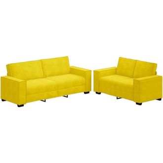 vidaXL Vidaxl - Juego De Sof&aacute;s Con Cojines 2 Piezas Terciopelo Amarillo