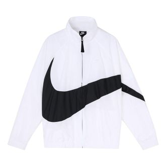 Nike Swoosh Large LOGO Woven Windproof Stand Collar Casual Sports Jacket Asia Edition White AR3133-100