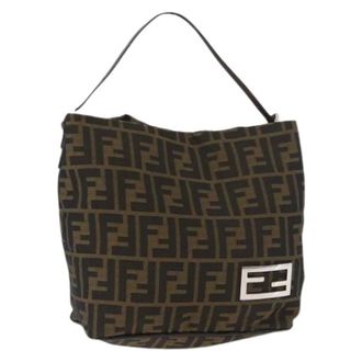 Fendi Pre-owned Shoulder Bags, female, Brown, Size: ONE SIZE Pre-owned Zucca Canvas Shoulder Bag