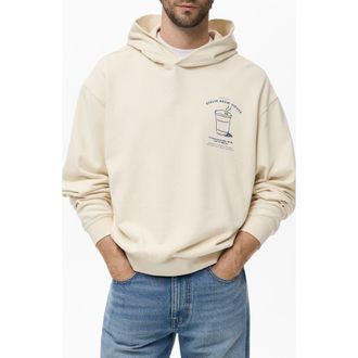 Mango Graphic Print Hoodie in Ecru at Nordstrom, Size Large