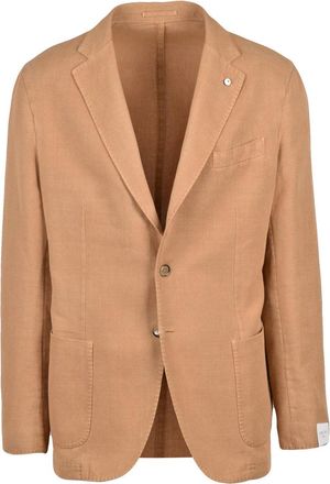 L.B.M. 1911 Beige Cotton Ramie Rounded Blazer Jacket