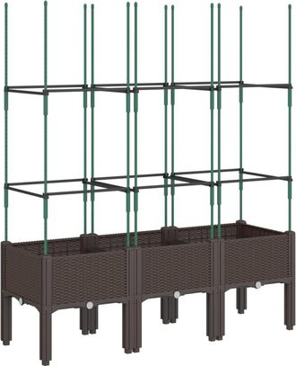 vidaXL Jardinera Con Enrejado Pp Marr&oacute;n 120x40x142,5 Cm Vidaxl