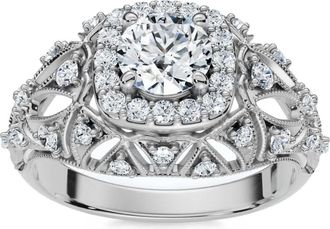 Pompeii3 1 Ct Diamond Vintage Engagement Ring Lab Grown in 14k White Yellow or Rose Gold