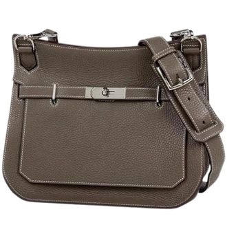 Herm&egrave;s Pre-owned Jypsiere Shoulder Bag - Dames - Pre-owned - Grijs - Maat: ONE Size Leer
