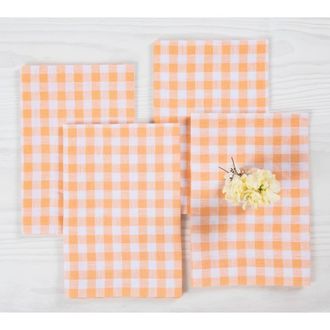 Solino Home Linen Dinner Napkins - Gingham Check, 20 x 20 in Sunny Orange at Nordstrom, Size Large