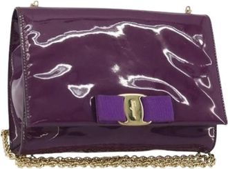 Ferragamo Pre-owned Cross Body Bags, female, Purple, Size: ONE SIZE Pre-owned Patent Leather Shoulder Bag