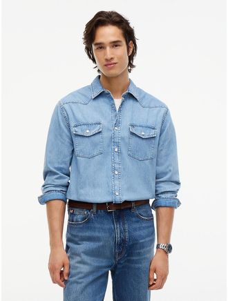 Tommy Hilfiger Mens Regular Fit Denim Western Shirt - Med Bright - XXL