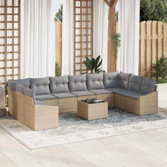 vidaXL Conjunto De Sof&aacute; De Jard&iacute;n 11 Pcs Beige Polirat&aacute;n Vidaxl