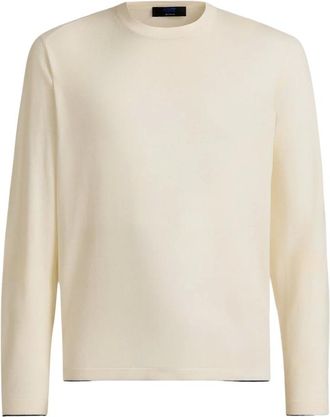 Kiton Truien & Vesten, Heren, Beige, L, Wol, Fijne Wol Lange Mouw T-shirt