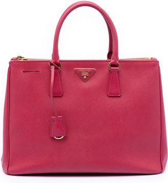 Prada Red Large Saffiano Lux Galleria Double Zip Satchel
