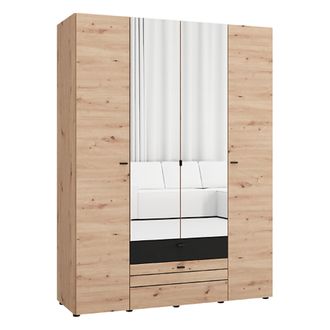 Dmora Guardarropa Grande Watamu, Armario Dormitorio 7 Estantes, 2 Cajones, Perchero, 155x208h Cm Roble Marr&oacute;n Con Nudos