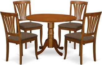 East West Furniture DLAV5-SBR-C 5 Pc small Kitchen Table set-round Table and 4 Kitchen Dining Chairs