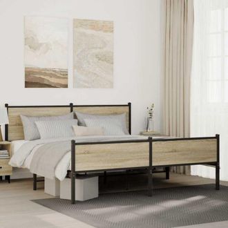 vidaXL Vidaxl - Estructura De Cama Sin Colch&oacute;n Metal Roble Sonoma 183x213 Cm