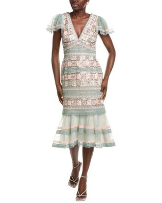Tadashi Shoji Belle Sequin Lace Panel Midi Dress