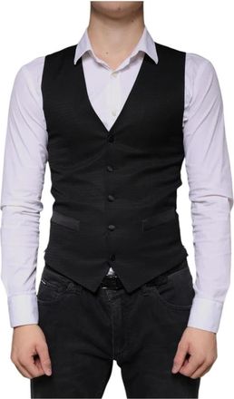 Dolce & Gabbana Zwart Wol Formeel Vest Jurk - Heren - Gillet - Zwart - S - Wol - Kostuums
