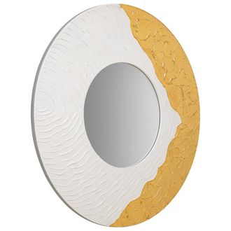 Wanderlust Deco Wanderlust Deco - Espejo Redondo De Madera Con Relieve Blanco D80x2