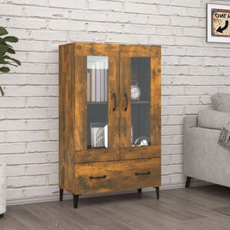 Berkfield Home Highboard Smoked Oak 70x31x115 cm Engineered Wood in Brown | Size: 70 x 31 x 115 cm