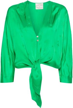 Forte_Forte tied star-jacquard blouse - women - Viscose - III - Green