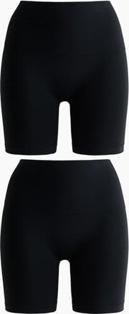 H&M 2-pack Seamless Medium Shape Bikers in Black at Nordstrom, Size X-Small