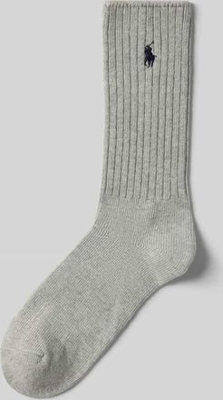 Ralph Lauren Socken mit Label-Stitching Modell CREW SOCK in Hellgrau, Größe 1