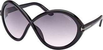 Tom Ford Geometric Full Rim, With A Shiny Black Frame And Gradient Smoke Lens
