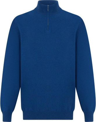 Fedeli Half Zip Sweater - Heren - Truien - Blauw - Maat: 2XL Kasjmier