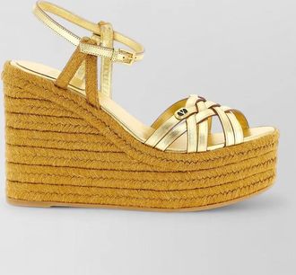 Valentino Garavani bribri ankle strap wedge espadrille sandals