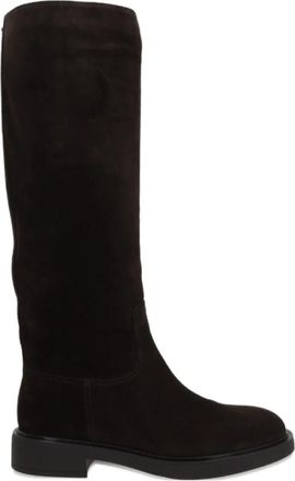 Gianvito Rossi Cederbruine kniehoge instaplaarzen - Dames - Hoge Laarzen - Zwart - 39 1/2 EU - Su&egrave;de - Schoenen