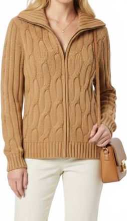 Express Cable Knit Button Up Cardigan In Tan