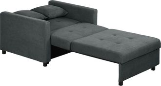 HOMCOM Homcom - Poltrona Letto Con 2 Cuscini E Spazio A Scomparsa Marrone Grigio