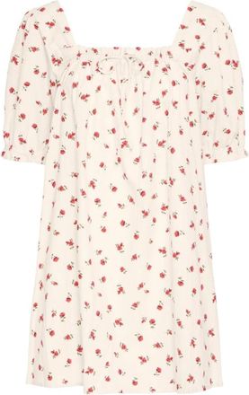 Ichi Geranium Flower Jurk - Ihrosey Dr 2 - Dames - Korte kleedjes - Wit - L - Katoen - Kleedjes