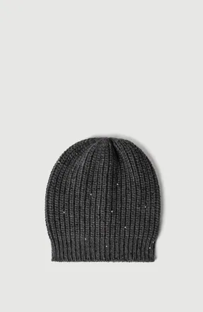 Brunello Cucinelli Cashmere and silk Diamond yarn knit beanie in Lignite at Nordstrom, Size X-Small