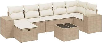 vidaXL Vidaxl - Juego De Sof&aacute;s De Jard&iacute;n Con Cojines Beige 8 Pzas Rat&aacute;n Pe