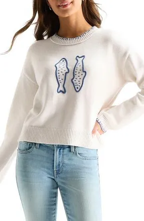 Lucky Brand Embroidered Fish Sweater in Gardenia at Nordstrom Rack, Size X-Small