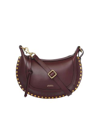 Isabel Marant Burgundy Oskan Moon Leather Handbag