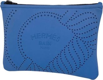 Herm&egrave;s Blue Nylon Pouch (Pre-Owned)