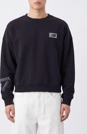 New Balance Crewneck Sweatshirt in Recycled Cotton Blend with Contrast Logo